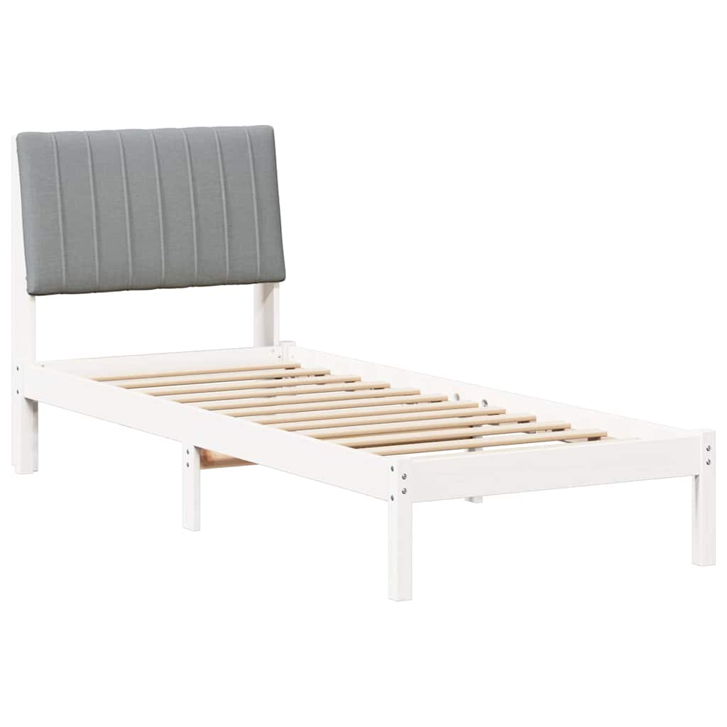 Bed Frame with Headboard White 75 x 190 cm Solid Pine Wood